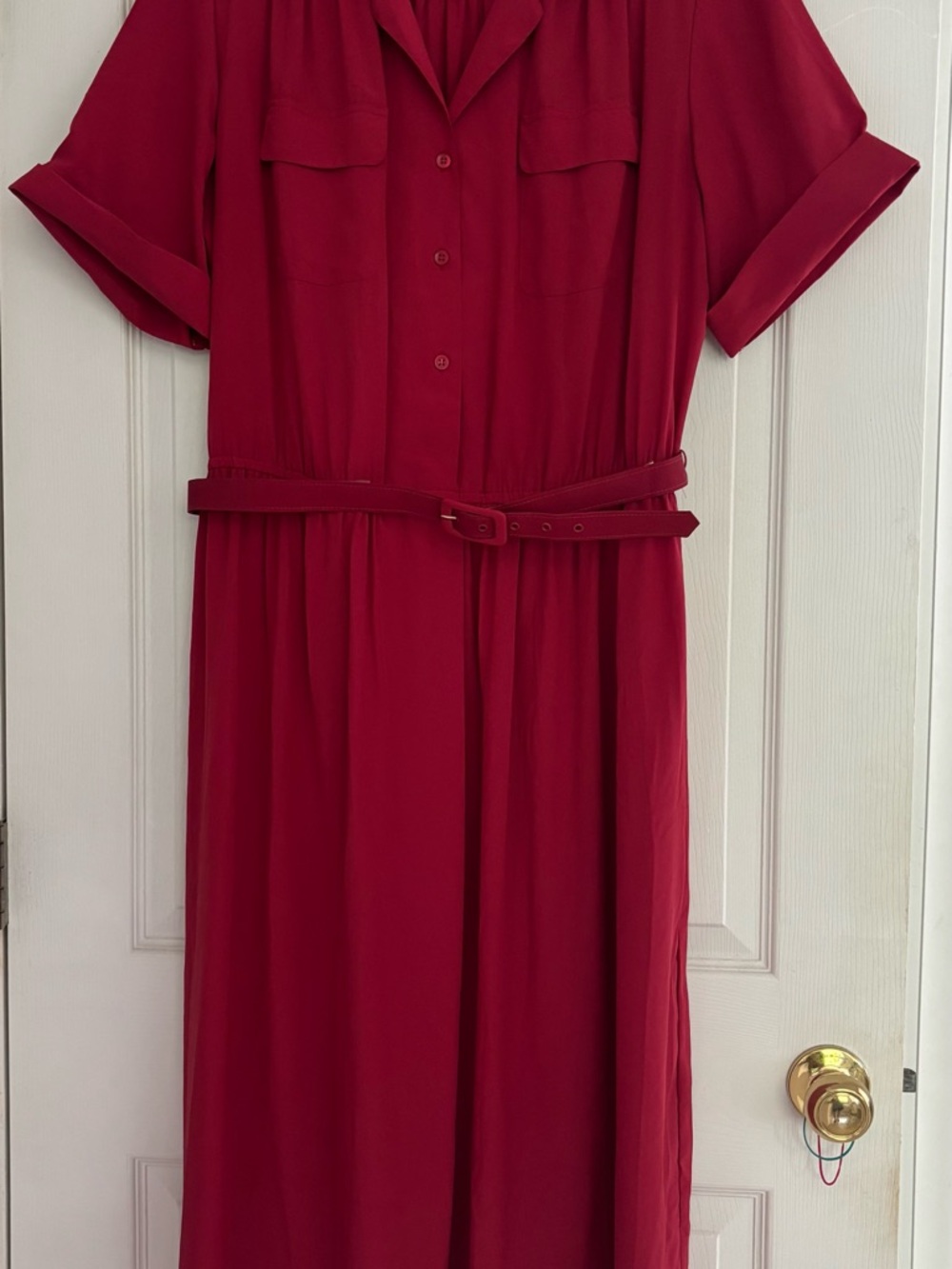 Red Andrea Gayle Shirt Dress with Belt